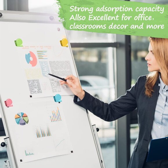 Magnetic Clips, 32pcs Colored Metal Clips for Refrigerator, Whiteboard & Photos - Picture 5 of 8